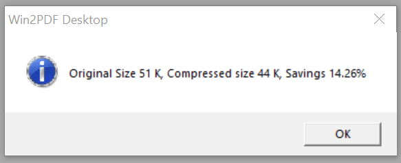 Win2PDF Desktop - Compress PDF Results