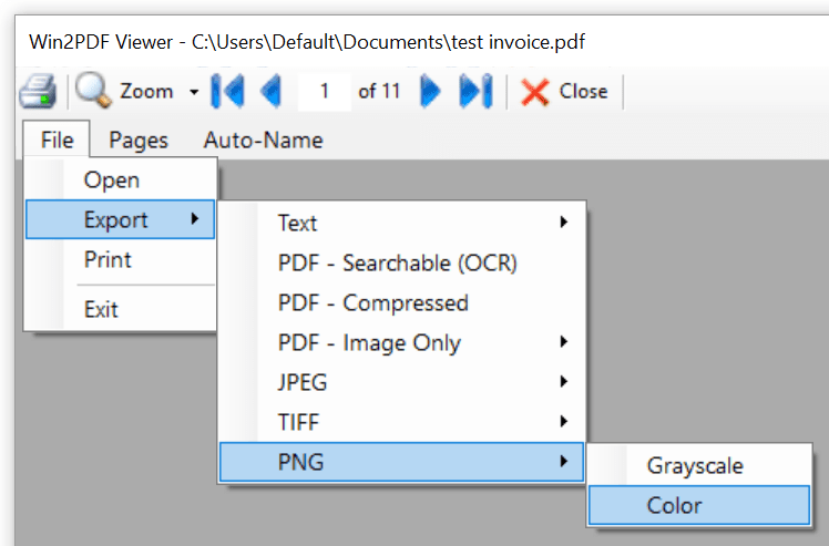 Win2PDF Desktop - Export PDF to PNG