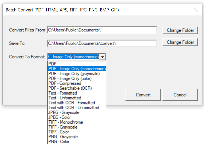 Win2PDF Desktop - Batch Convert TIFF to Image Only PDF