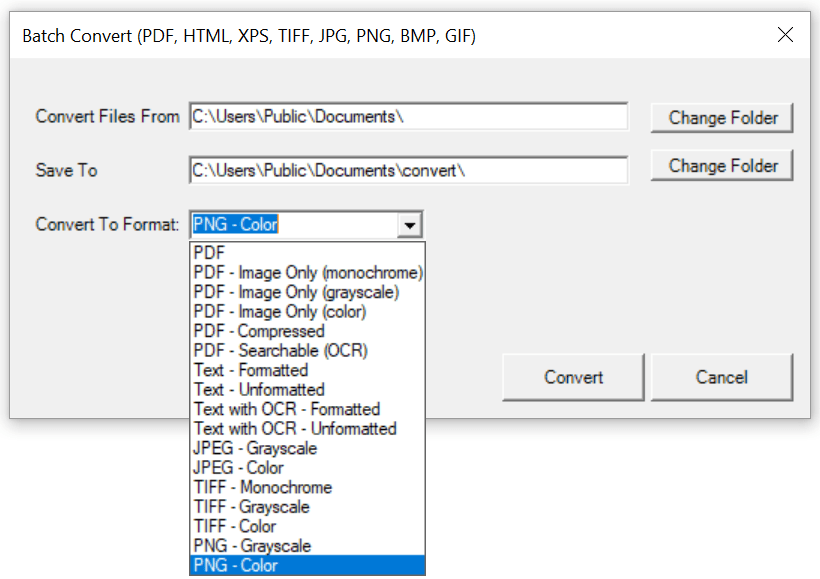 Win2PDF Desktop - Batch Convert ODT to PNG 