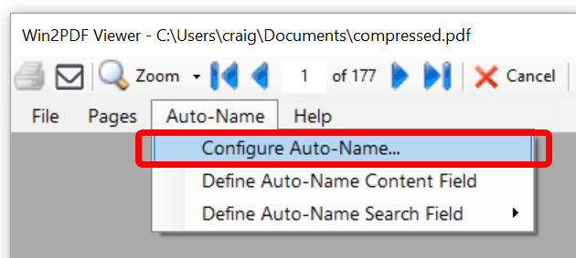Win2PDF Desktop Open Configure Win2PDF Auto-Name