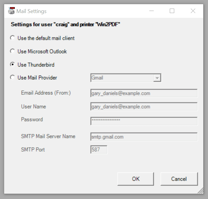 Win2PDF Mail Configure Thunderbird